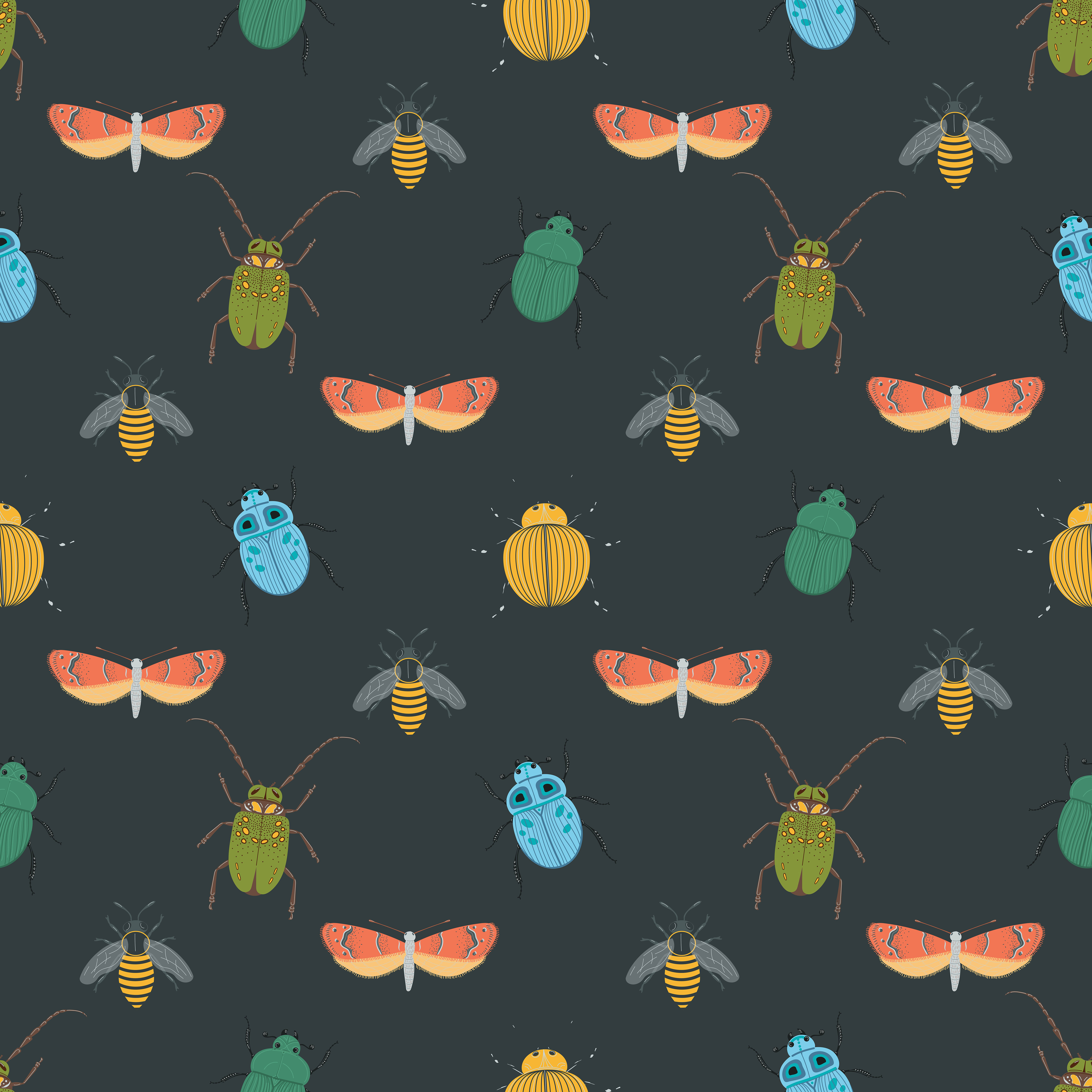 Beetles pattern black