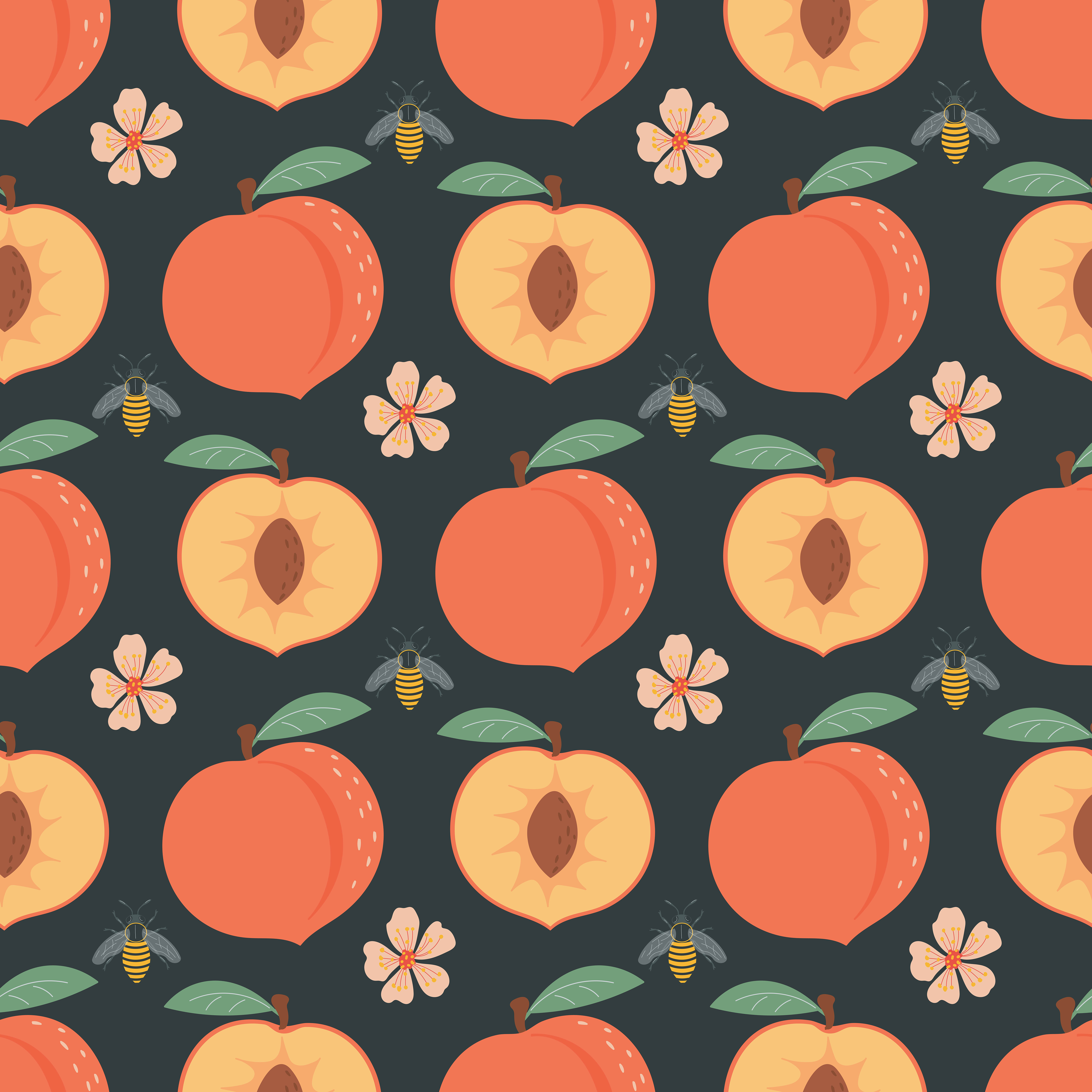 Peach pattern black