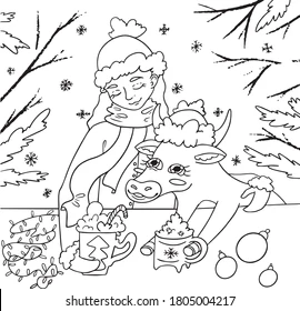 Colouring antistress winter page girl 260nw 1805004217