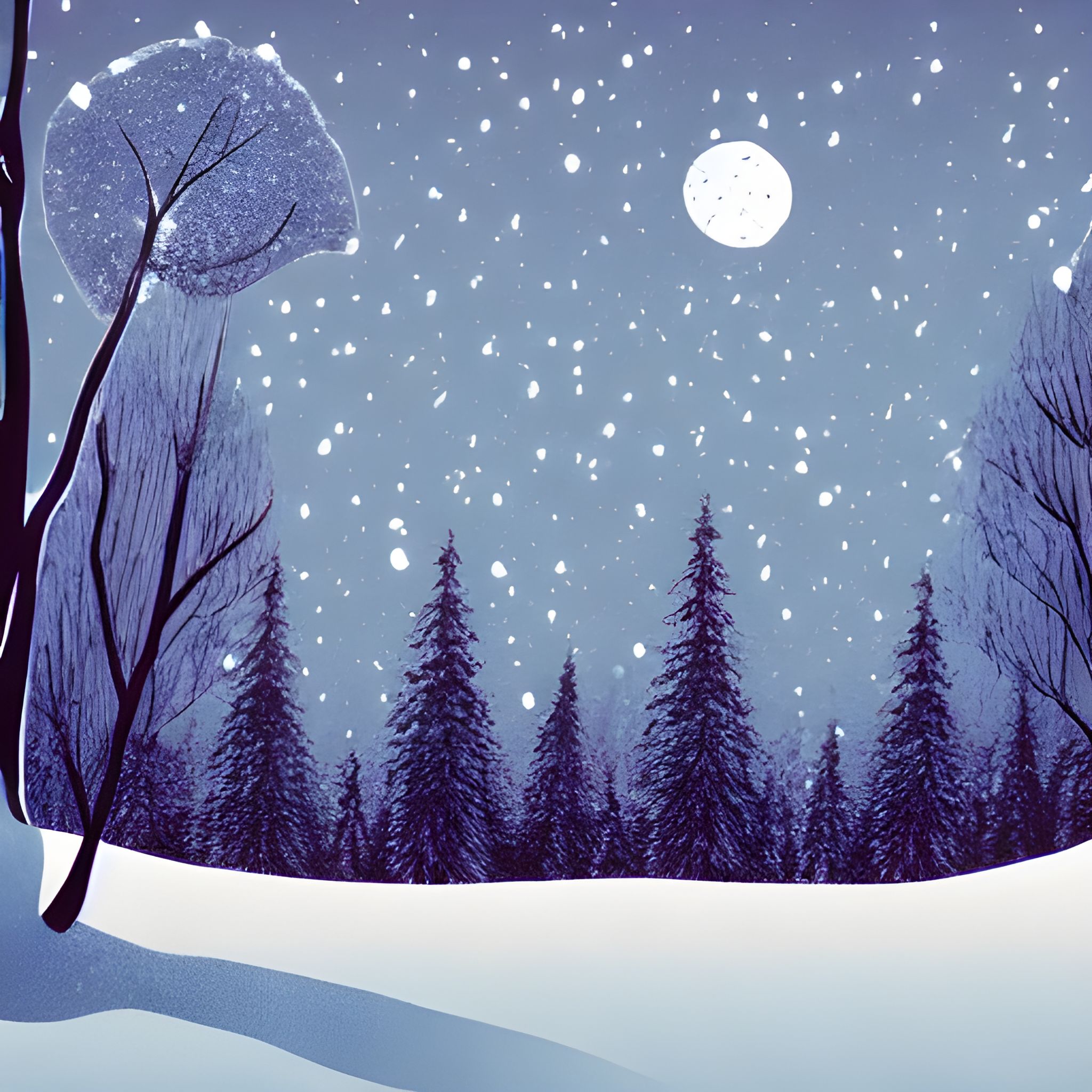 Minimalistic illustration landscape winter forest  human figure in it 1668453168587