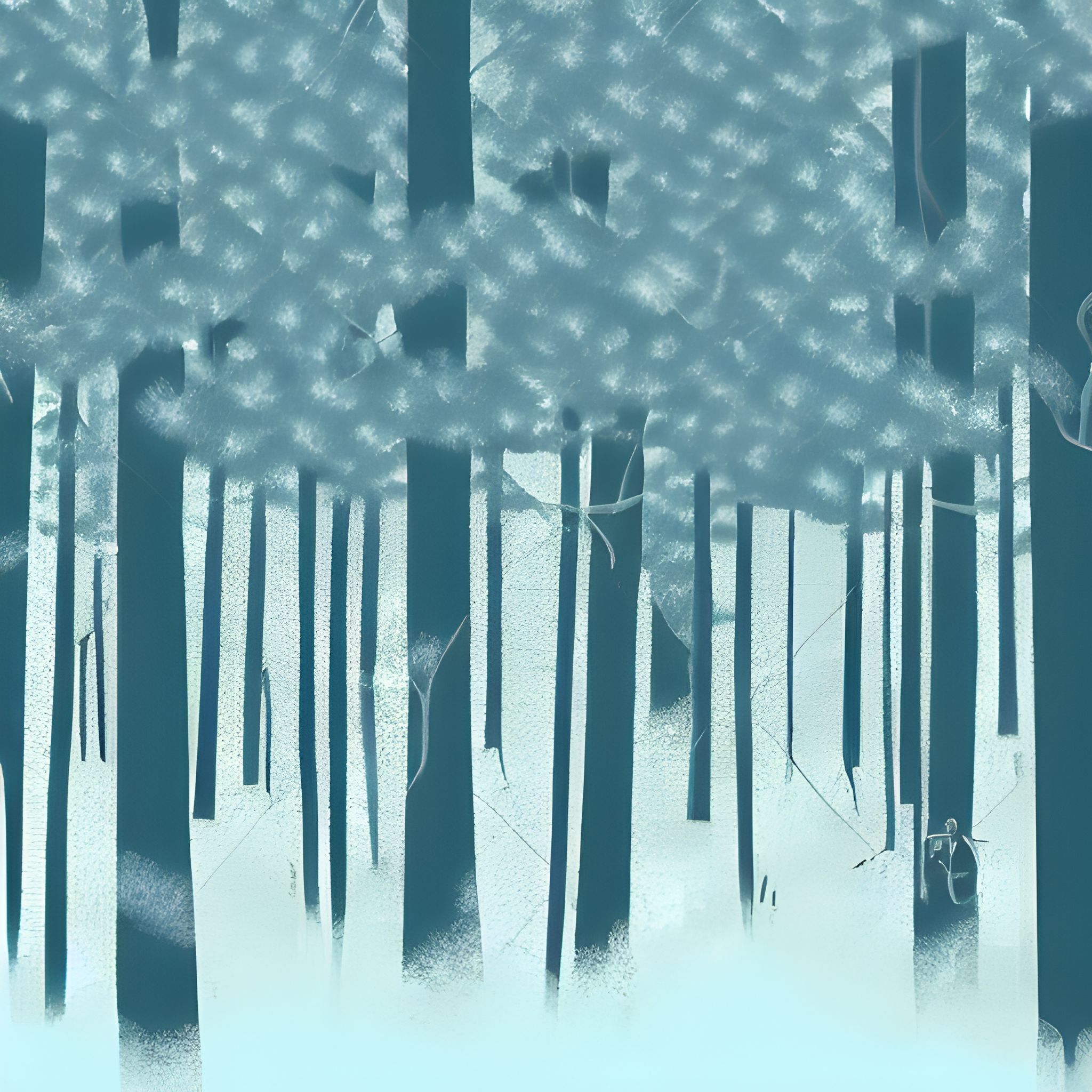 Minimalistic illustration landscape winter forest  human figure in it 1668453180442