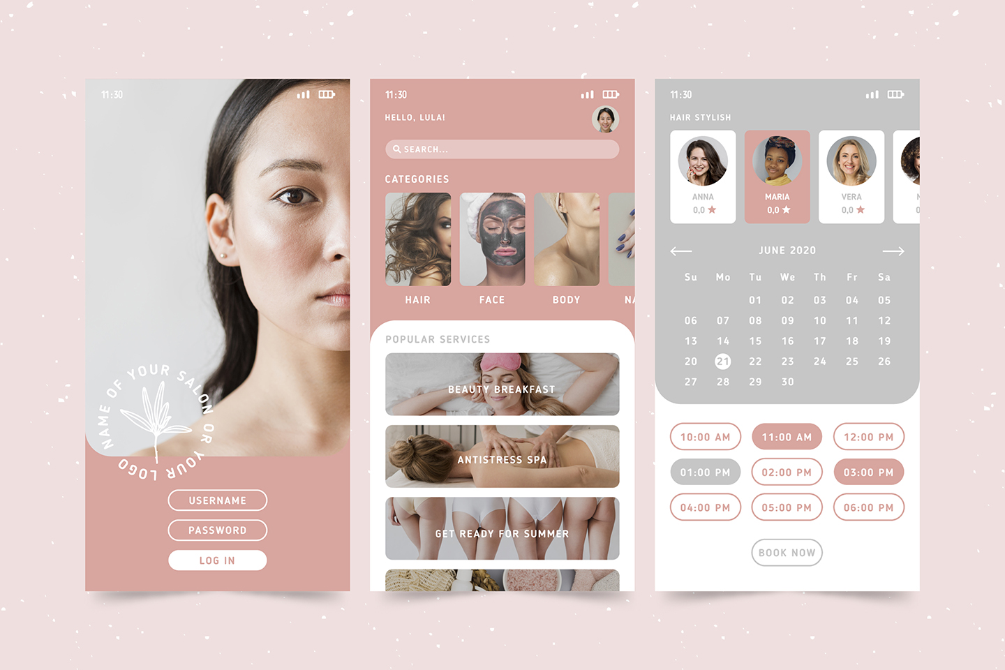 1 beauty salon app pink