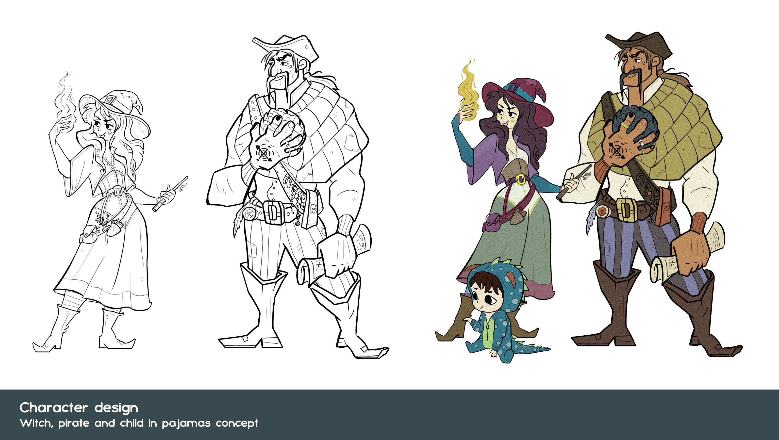 Character design witch  pirate and child  concept 