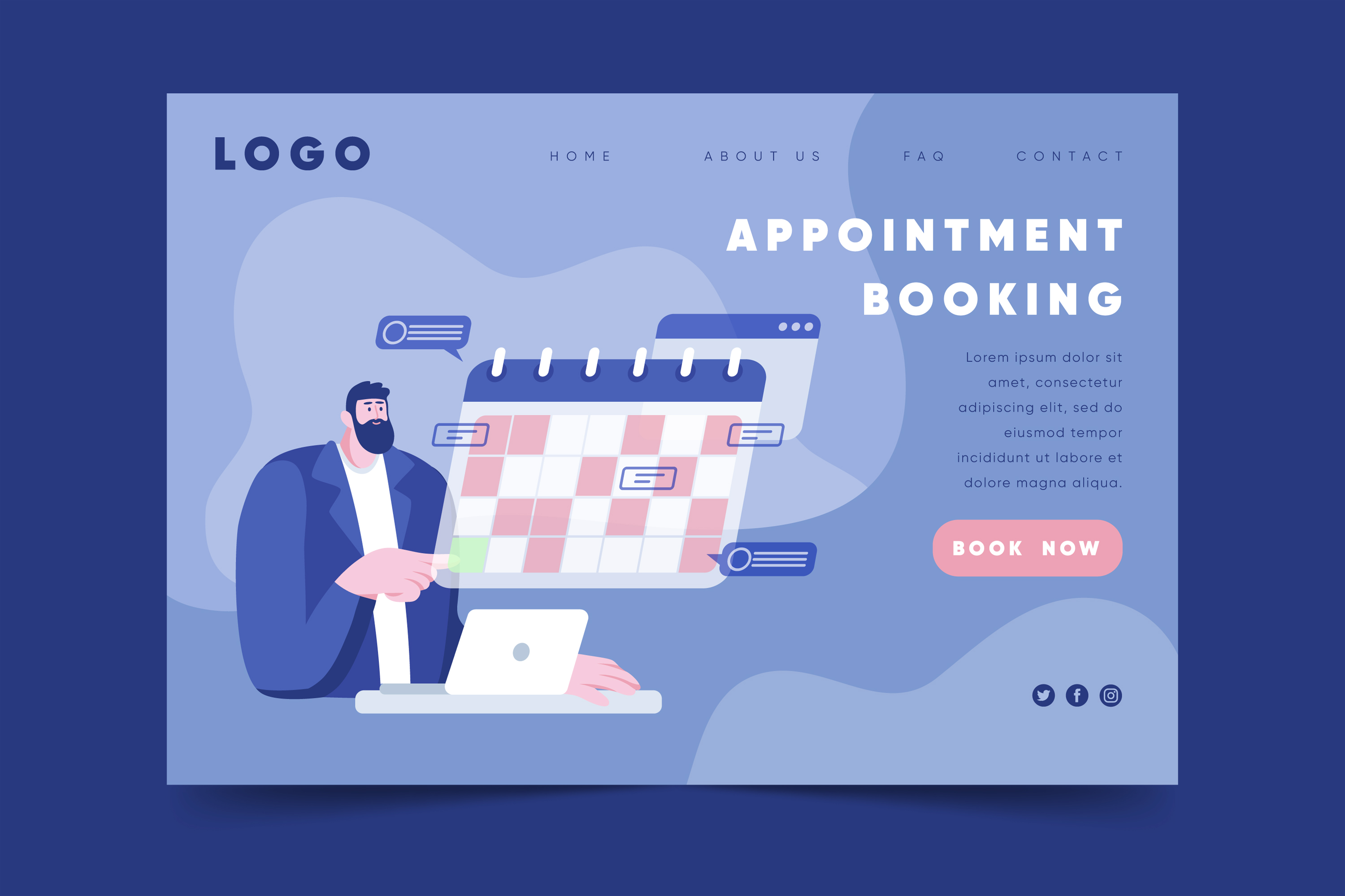 7 landing page appointment booking blue