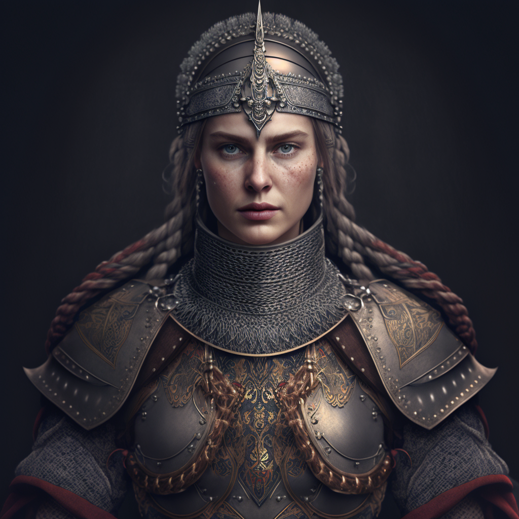 Anima slavic maiden in armor up to the waist with a sword in hi 74453882 89f8 4502 80c4 0b78cea1f7e7