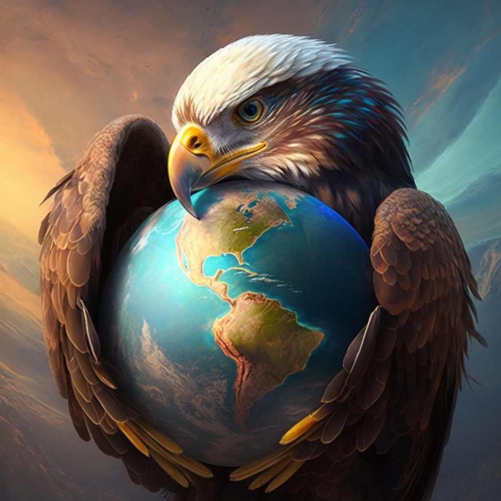Pav eagle hugs globe wing oil painting hq 02243dcb f709 4a58 8de8 7275924c9bbd