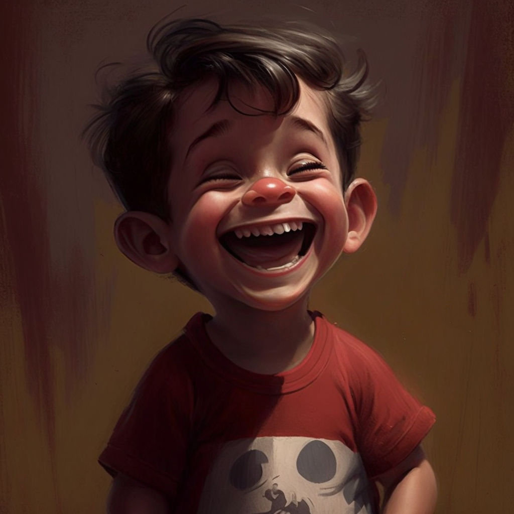 Child laughing cartoon disney style