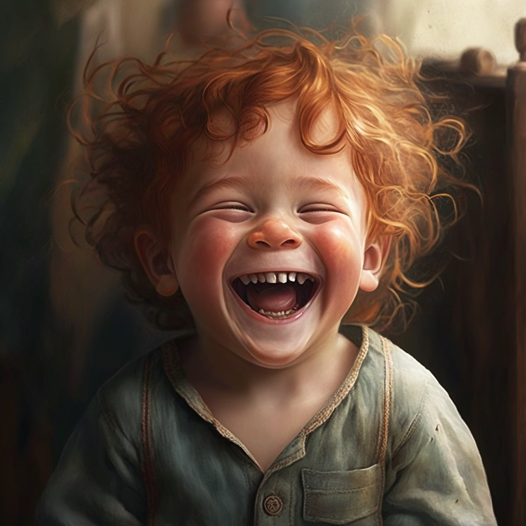 Child laughing disney style