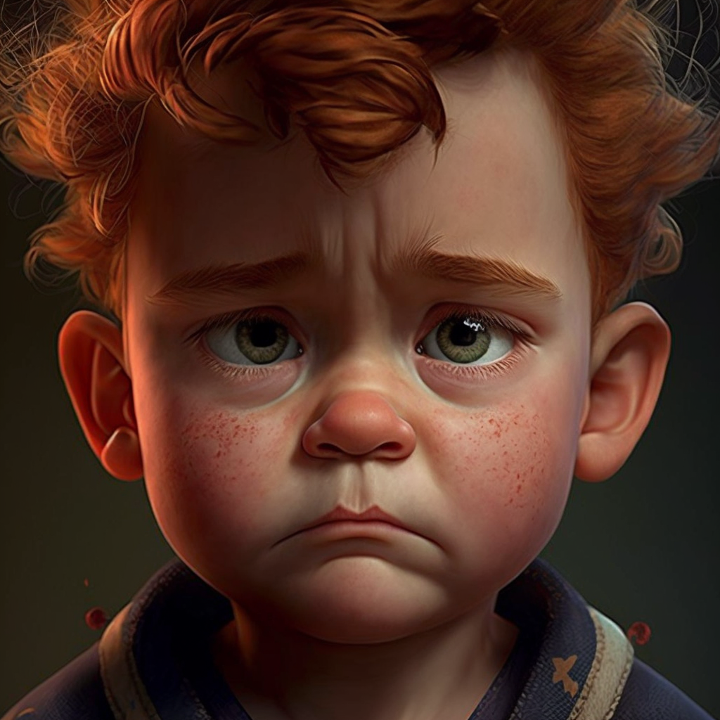 Disney character child frowns