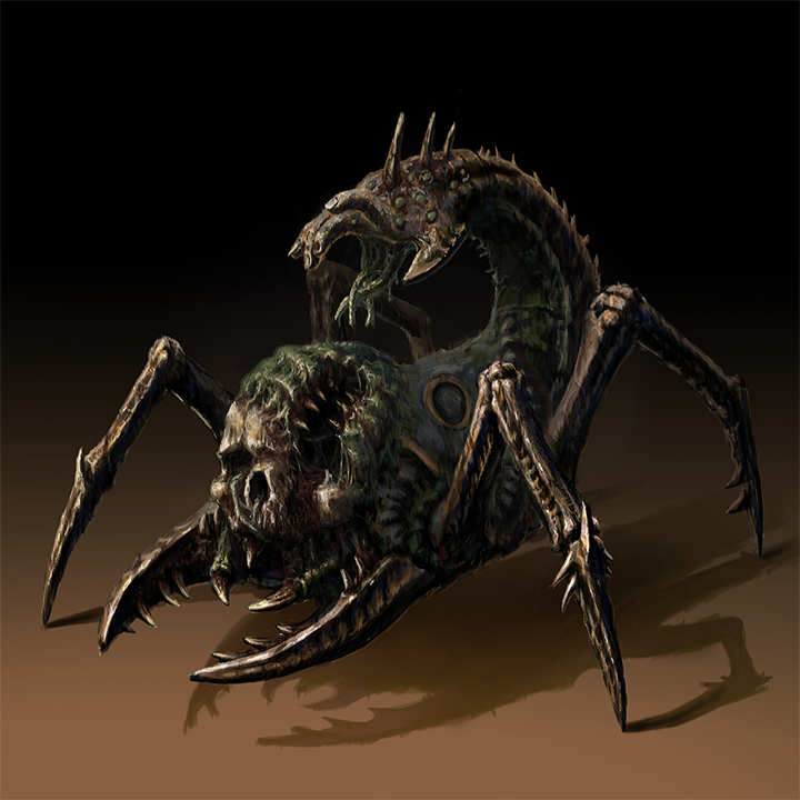 Alexeyvirus skull spider head doom dead space insecta toxic mutation concept art character 1.72 