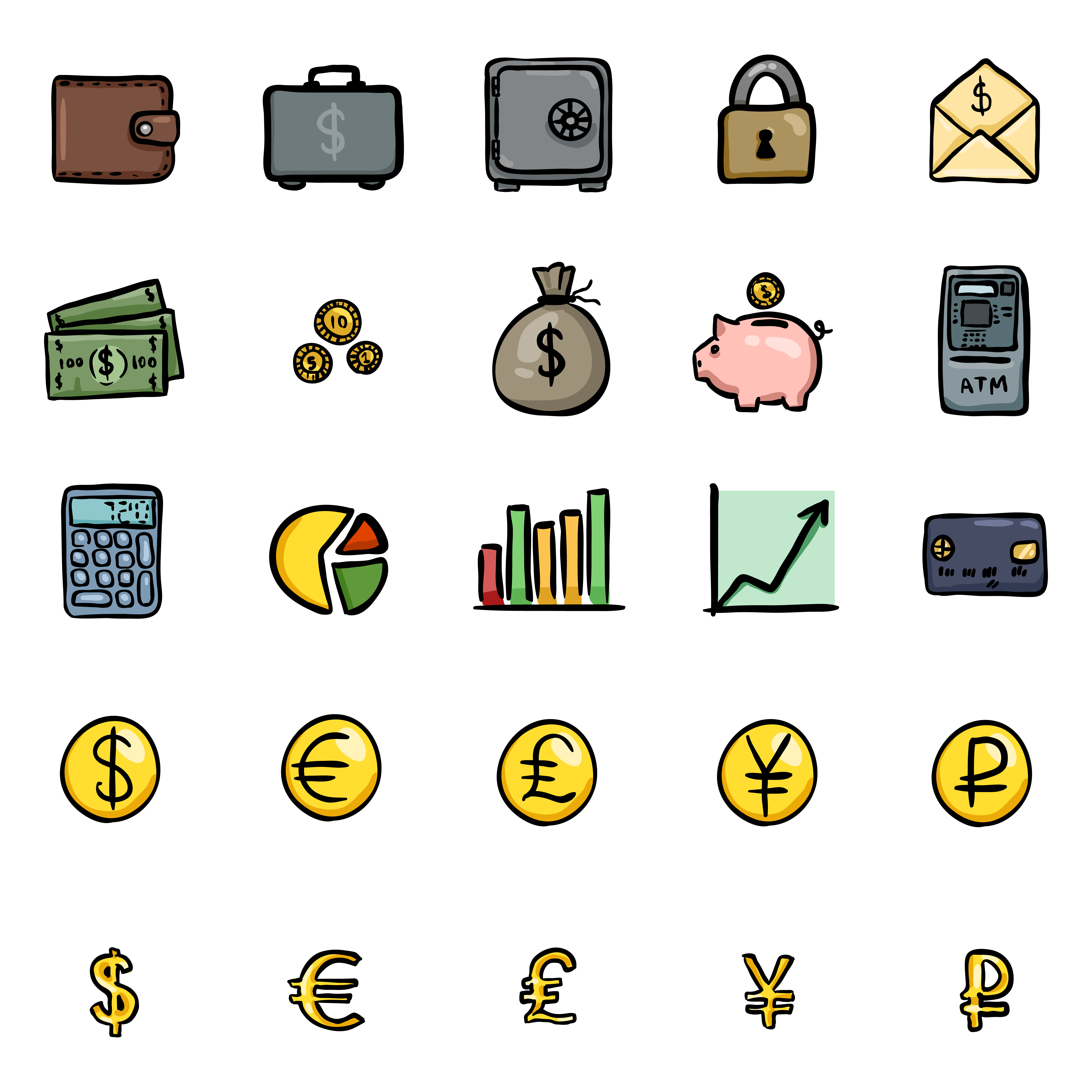 Color brush finance icons