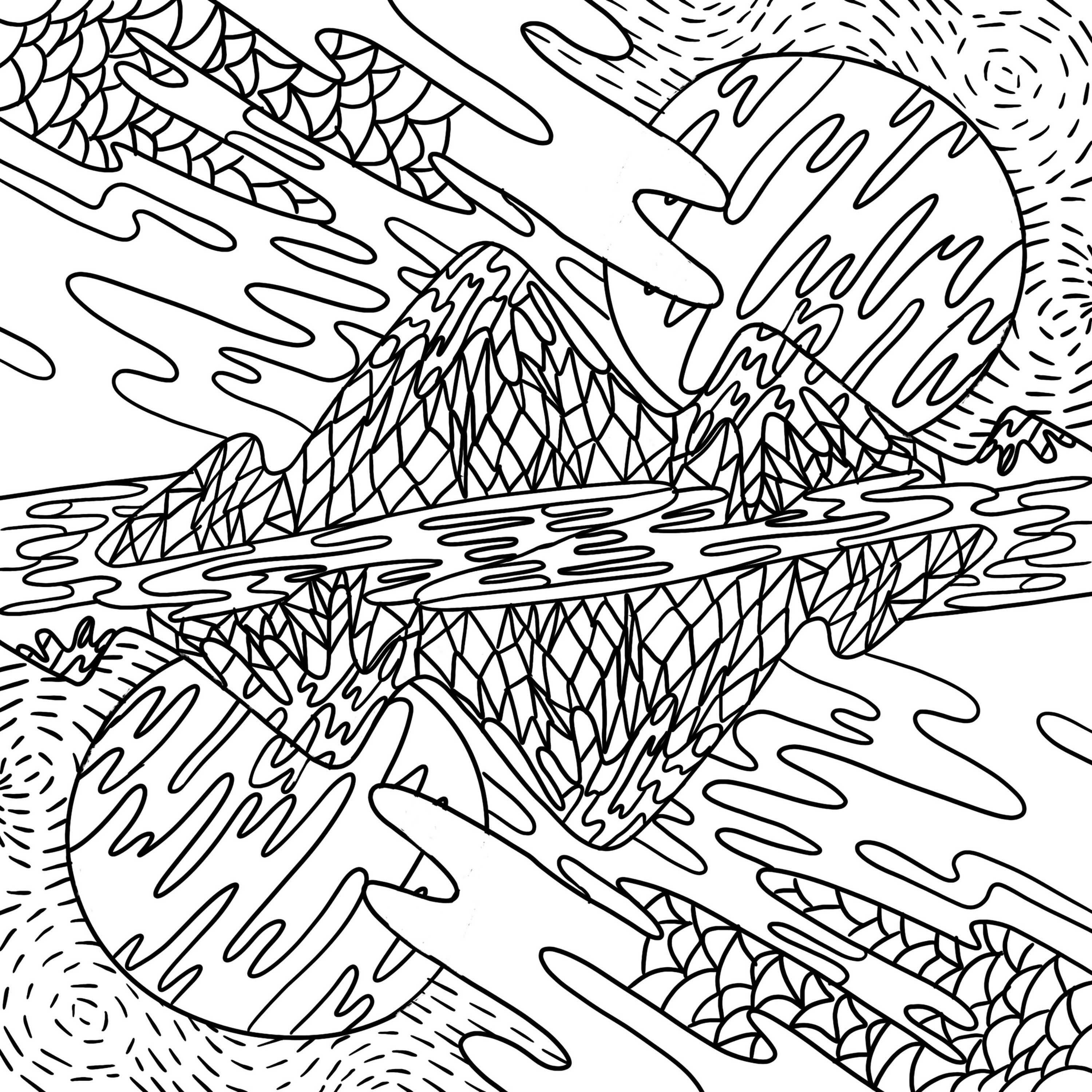 Coloring pages. coloring book for adults. coloring meditative magic mountain landscape  pictures. freehand anti stress sketch with doodle and zentangle elements