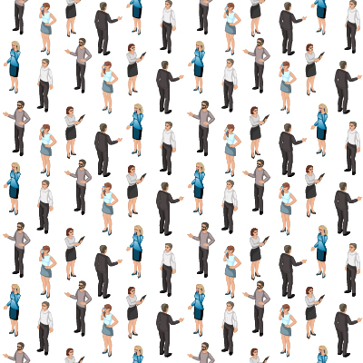 Vector illustration isometry people standing talking business partners seamless background