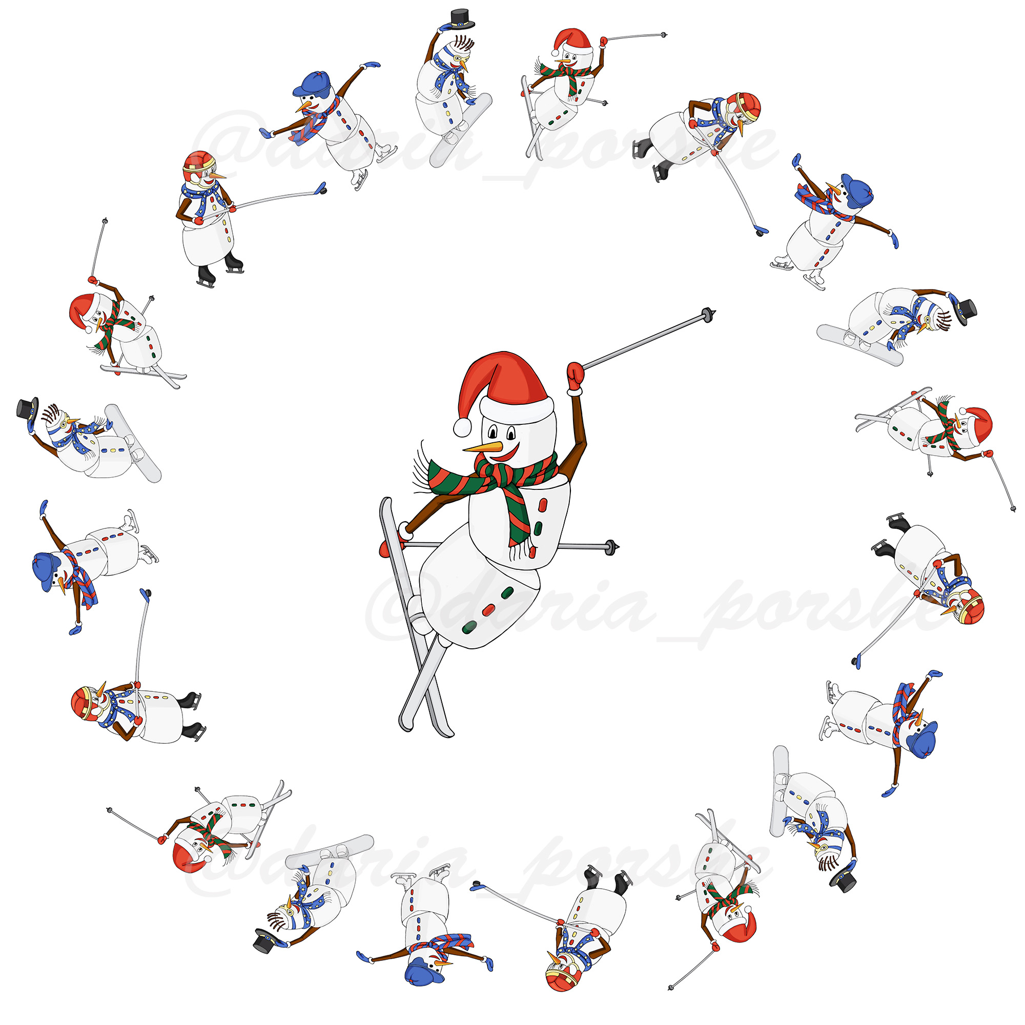 Snowman skier in the circle snownan s sportsmen %d0%b4%d0%bb%d1%8f %d0%b8%d0%bd%d1%81%d1%82