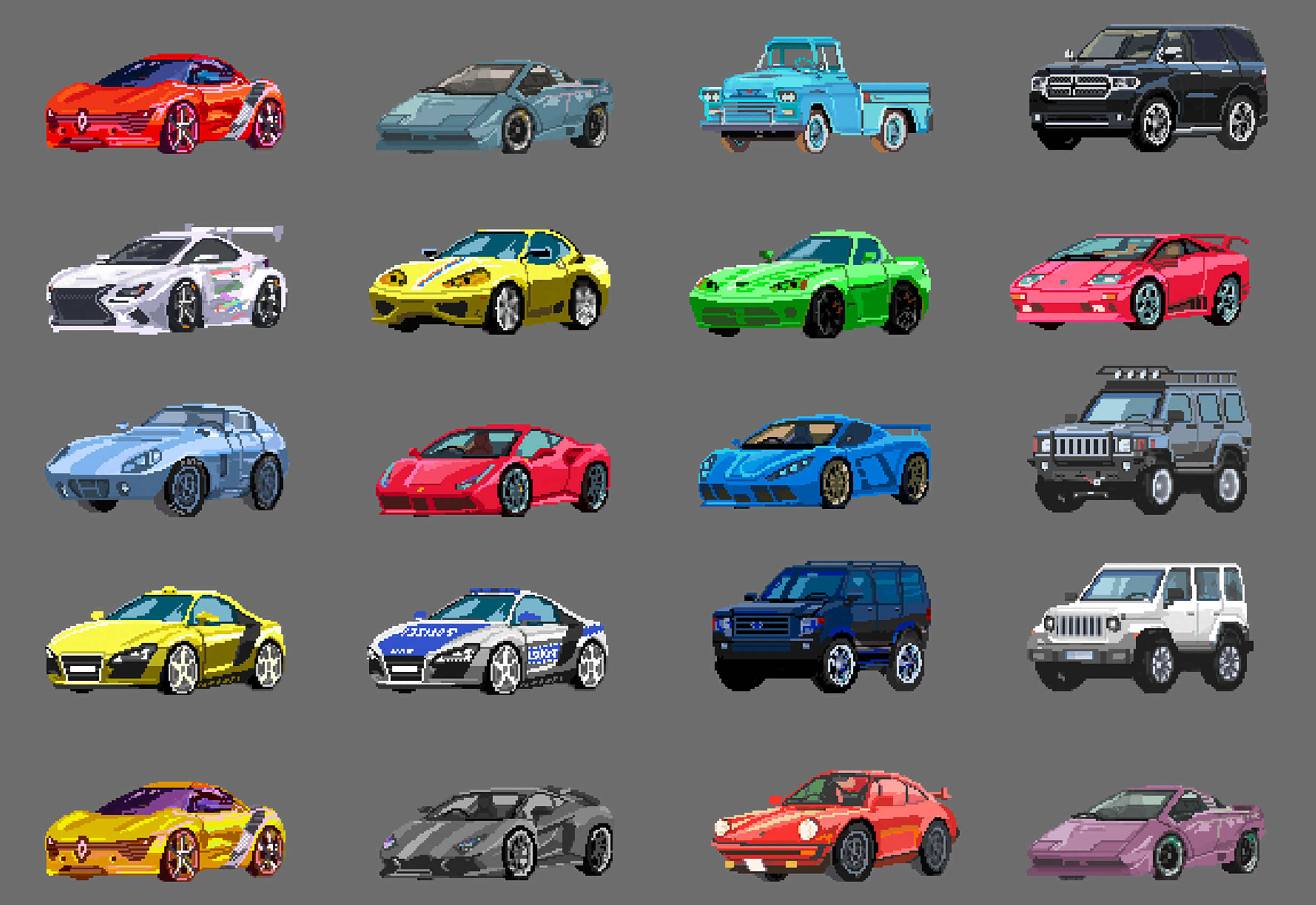 All pixel cars 3 png