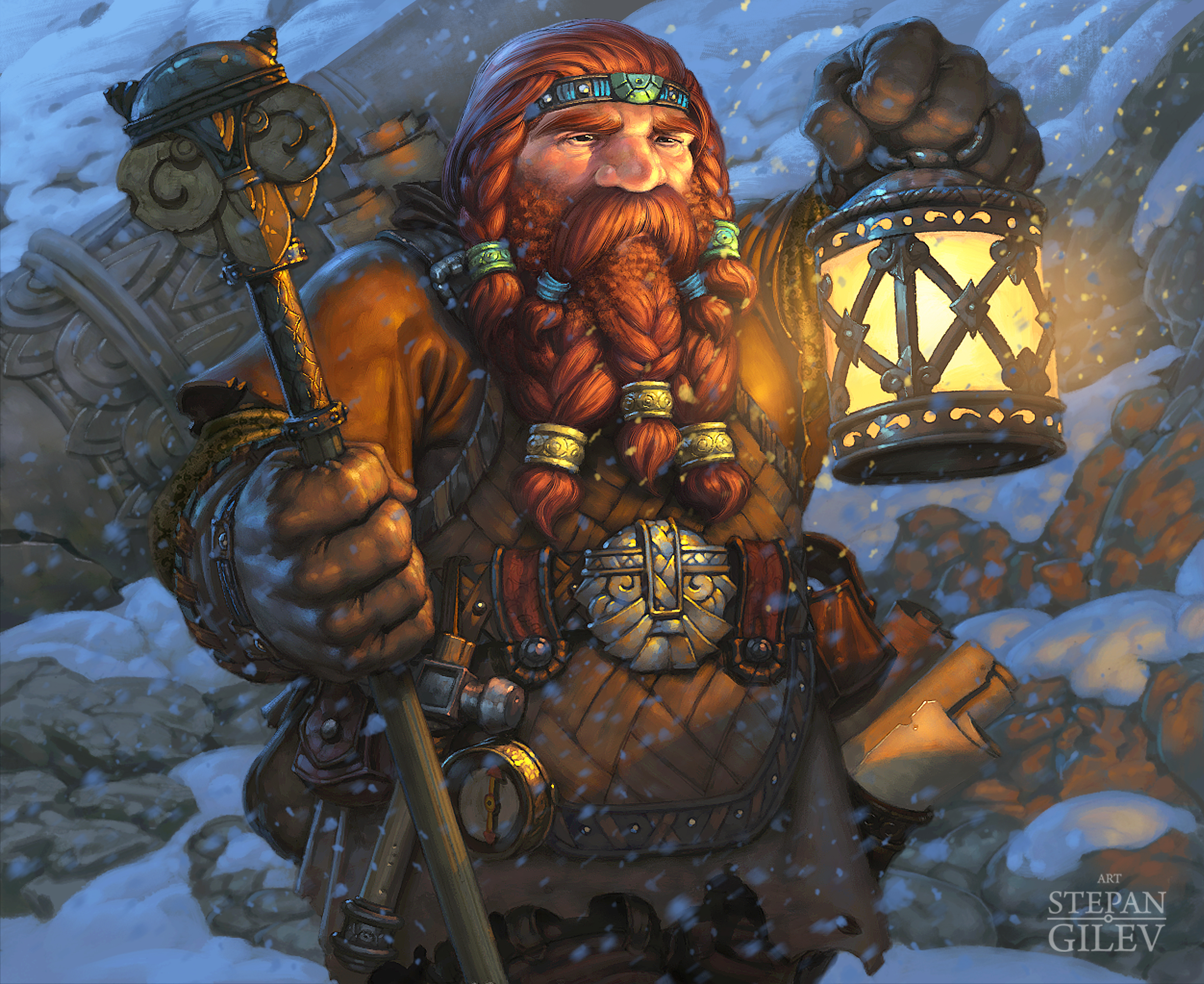  a dwarf with a lantern  art stepan gilev 