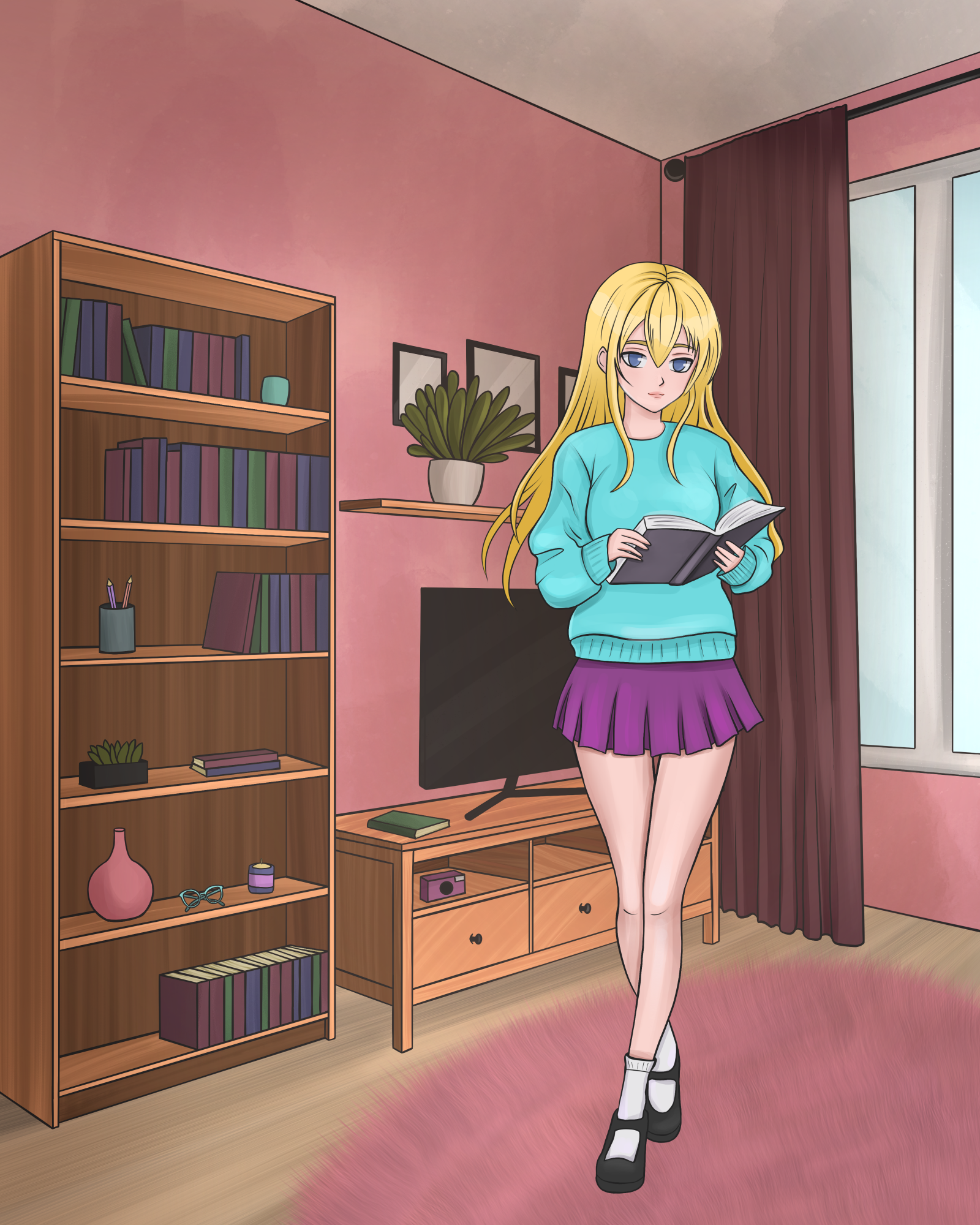 Room girl with a book  1 