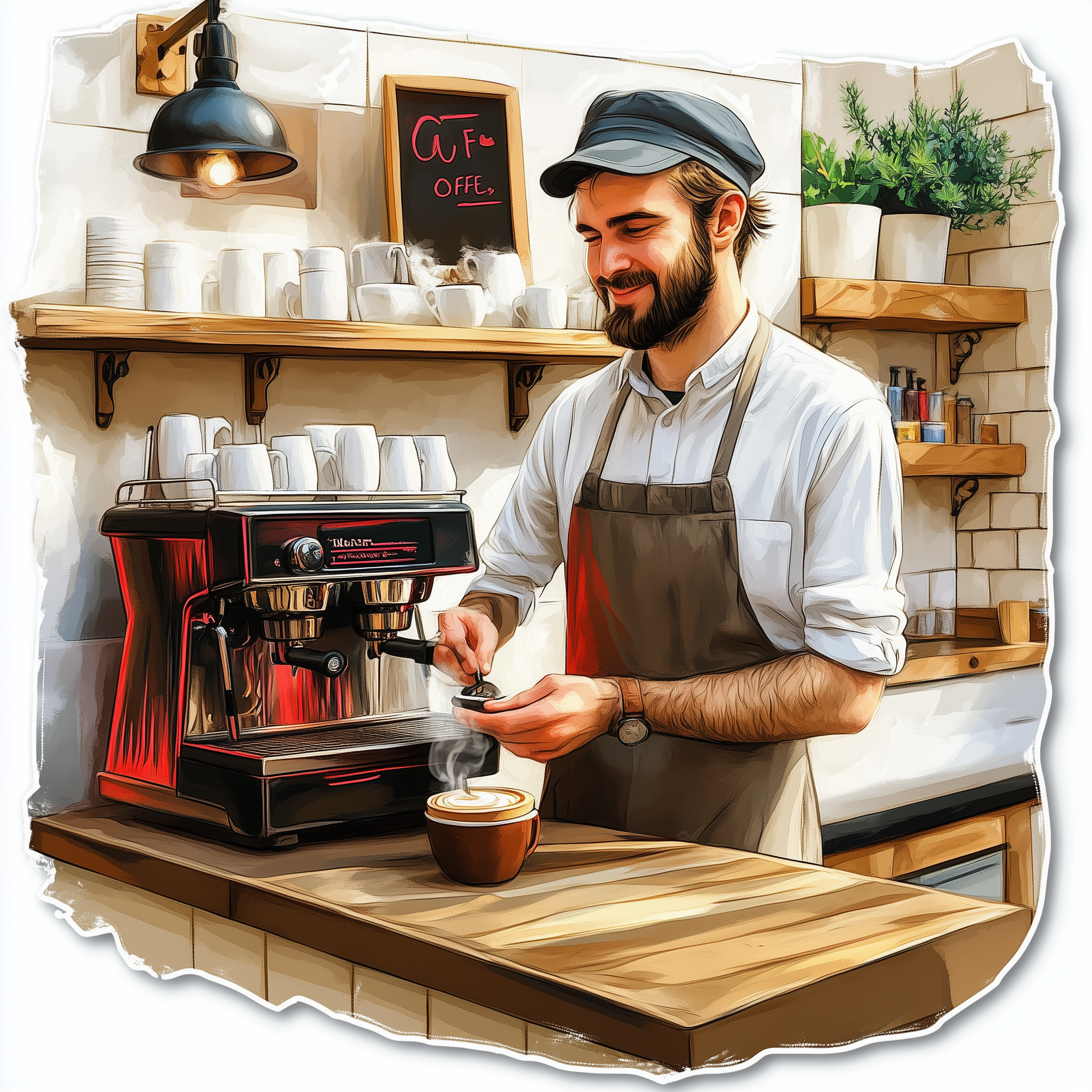 Aichkarant sticker of barista who is making coffee he smiles co 5faffa1c 9791 45c7 b10f a8bddc3b831c