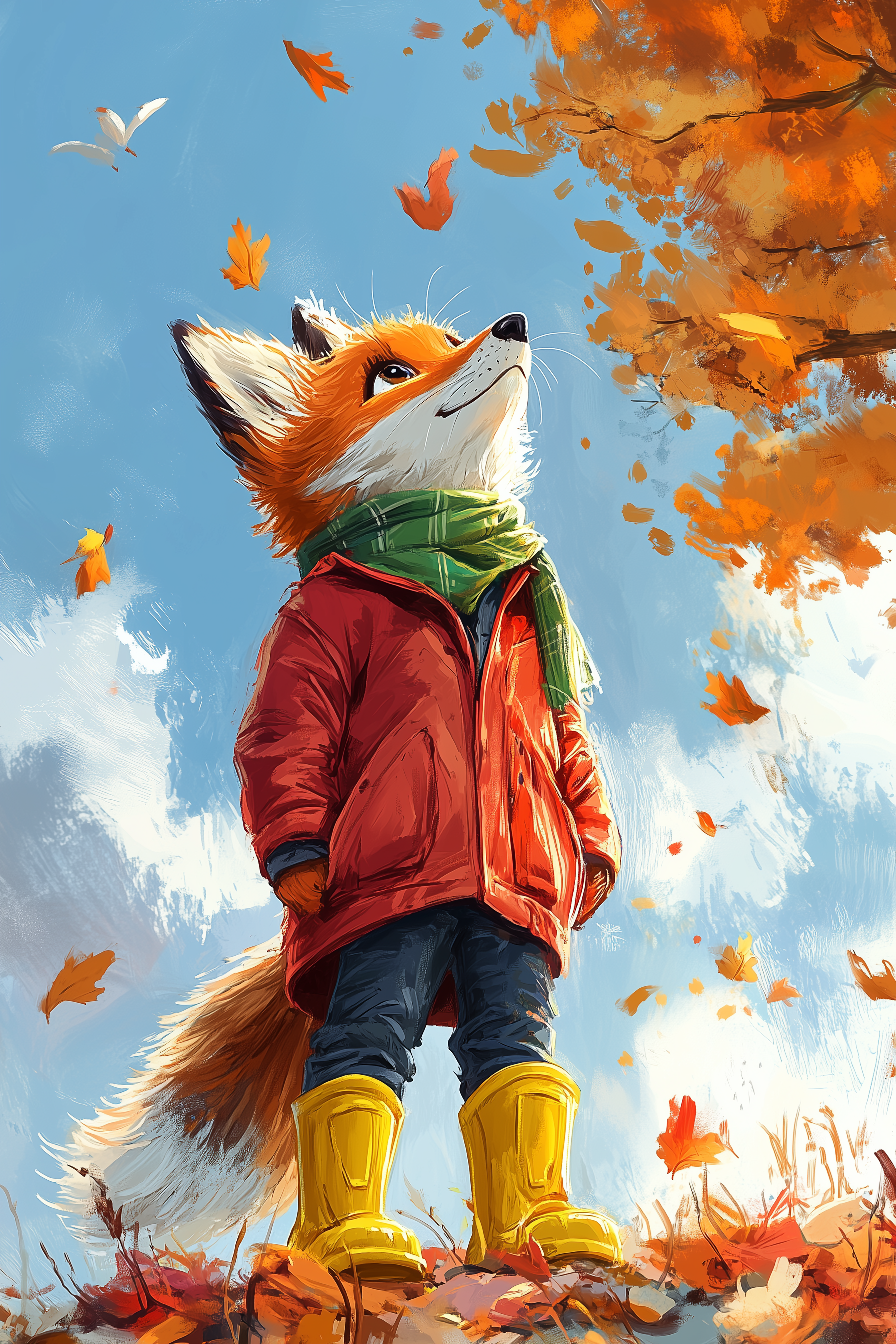 Aichkarant cute little fox in a red jacket green scarf and yell 85331c46 45c8 4a4a 83f4 9eb03eb7fefe
