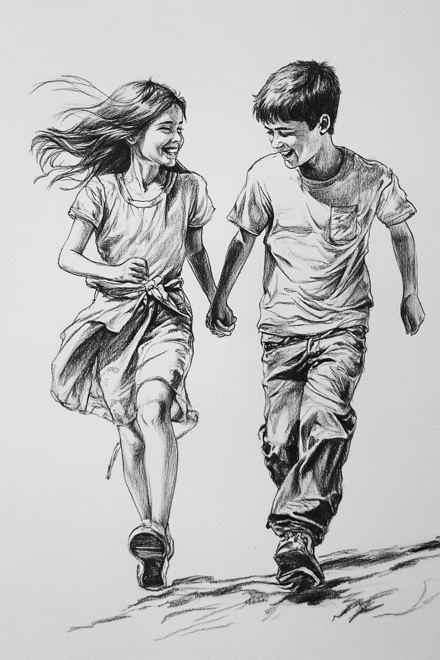 U3726378933 modern boy and girl 15 years old running along th 97427924 2c75 494f 9ef7 4f4fa3ff7edc 1