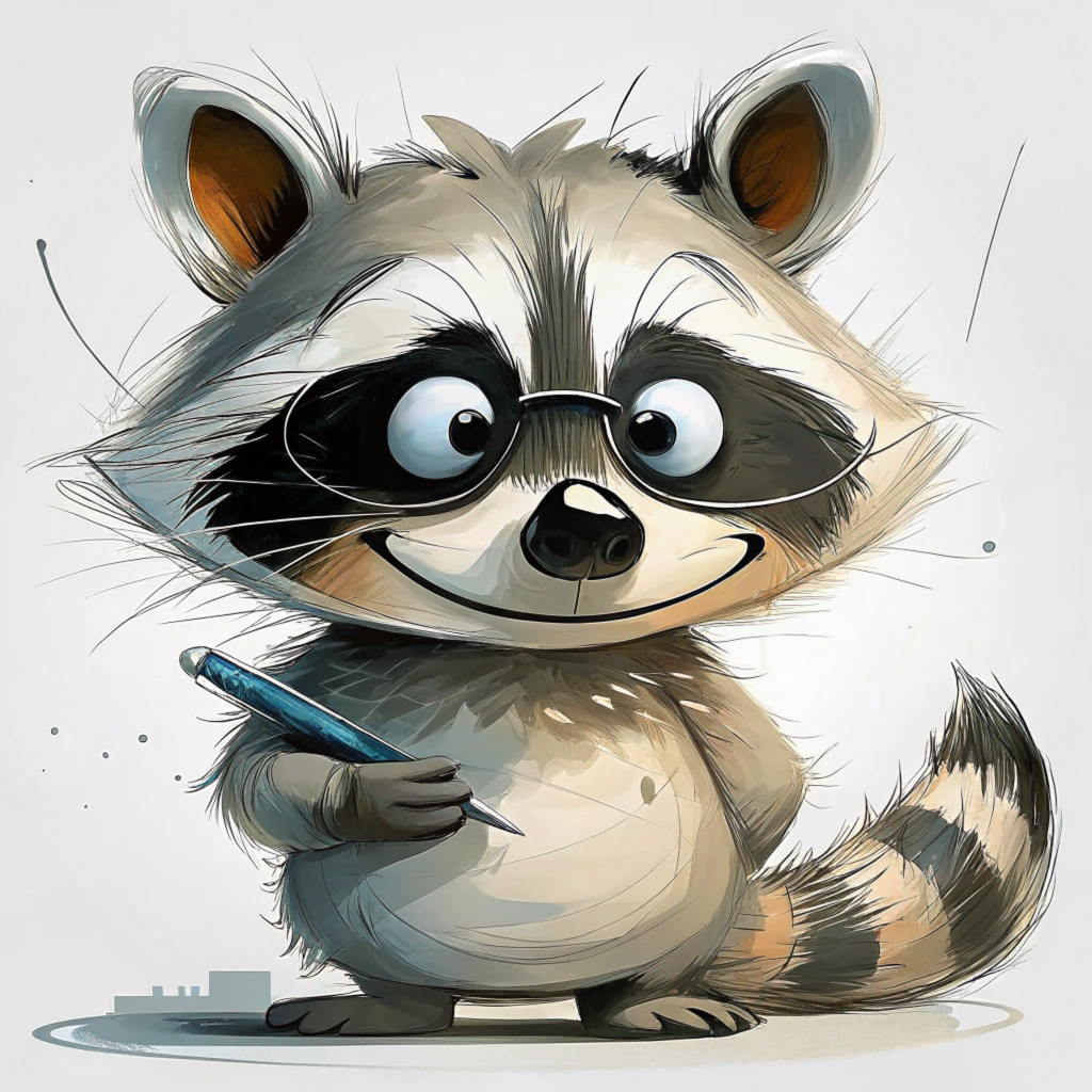 Image of a funny cartoon raccoon for a logo  smili  1 