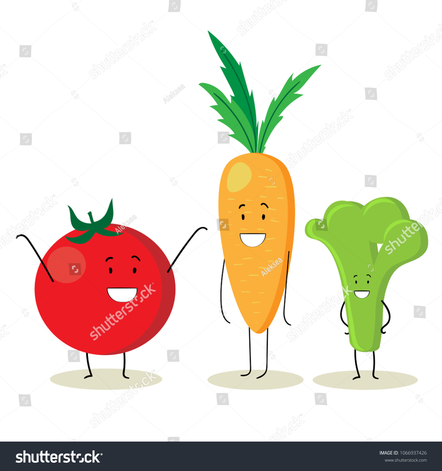 Stock vector cartoon vegetable cute characters face isolated on white background vector illustration funny 1066937426