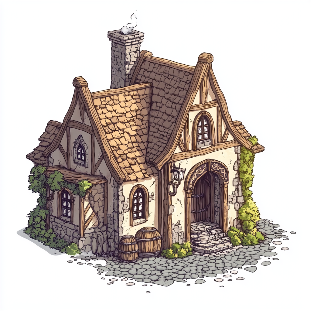 U1784874868 isometry illustration of a two story medieval hou 3166b07d 1ae5 4c1a bdb1 bd8fef89e3b2 3