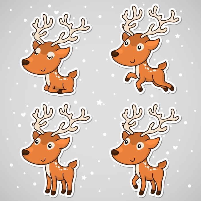 Stickers with deer set