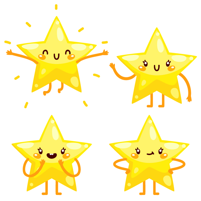 Cute yellow star character set 01