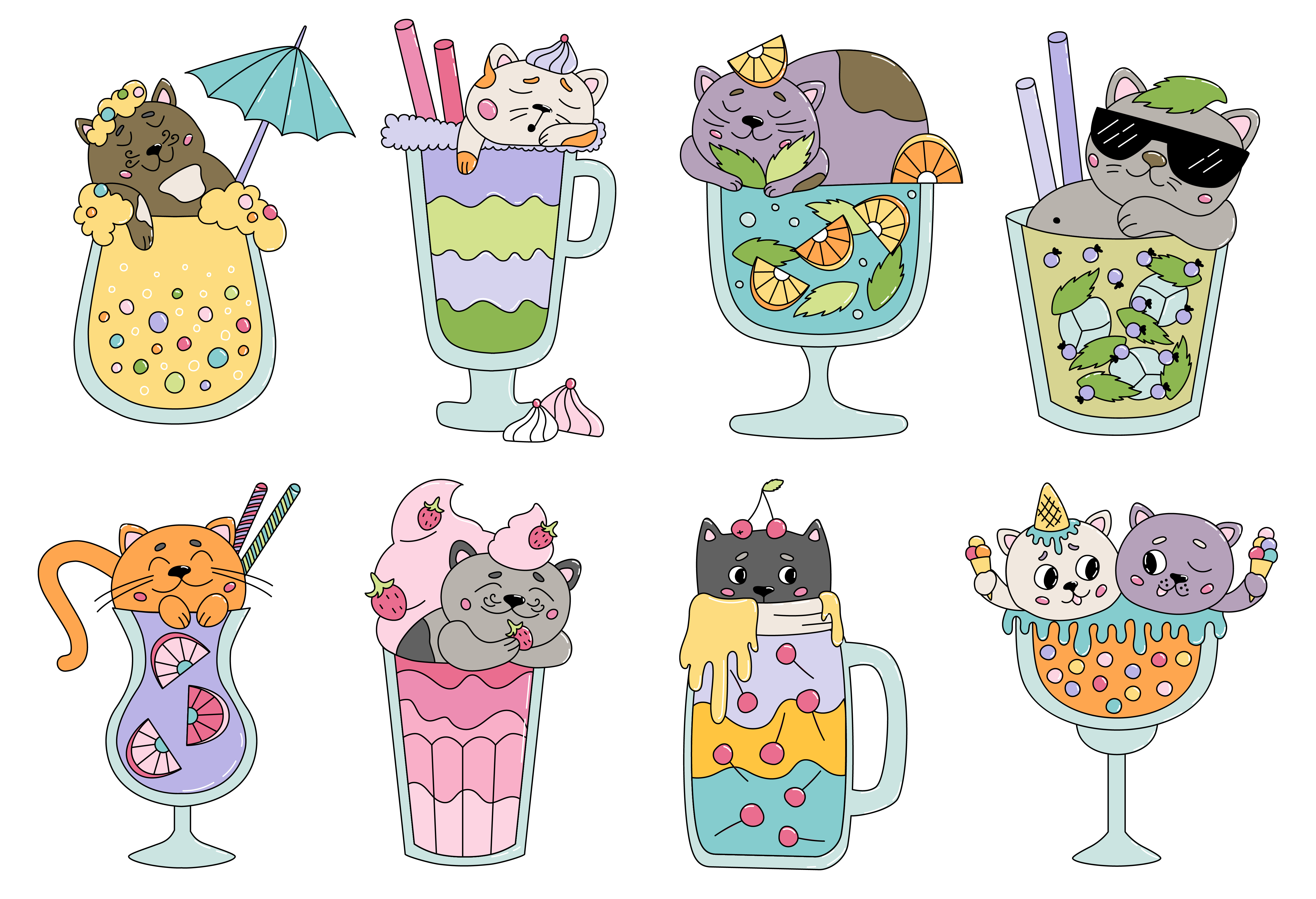 Summer cocktails with cats