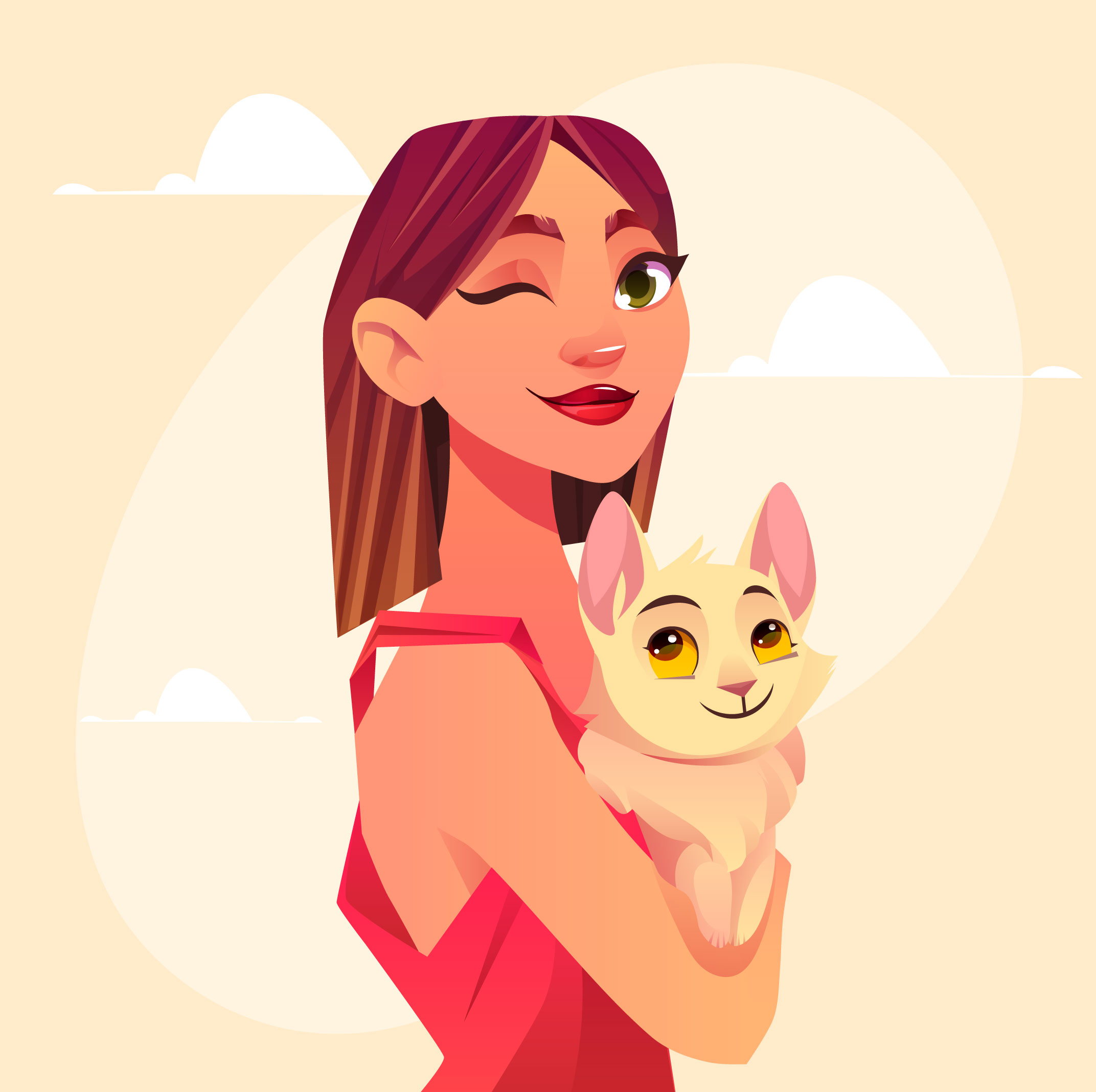 Girl with cat  1 
