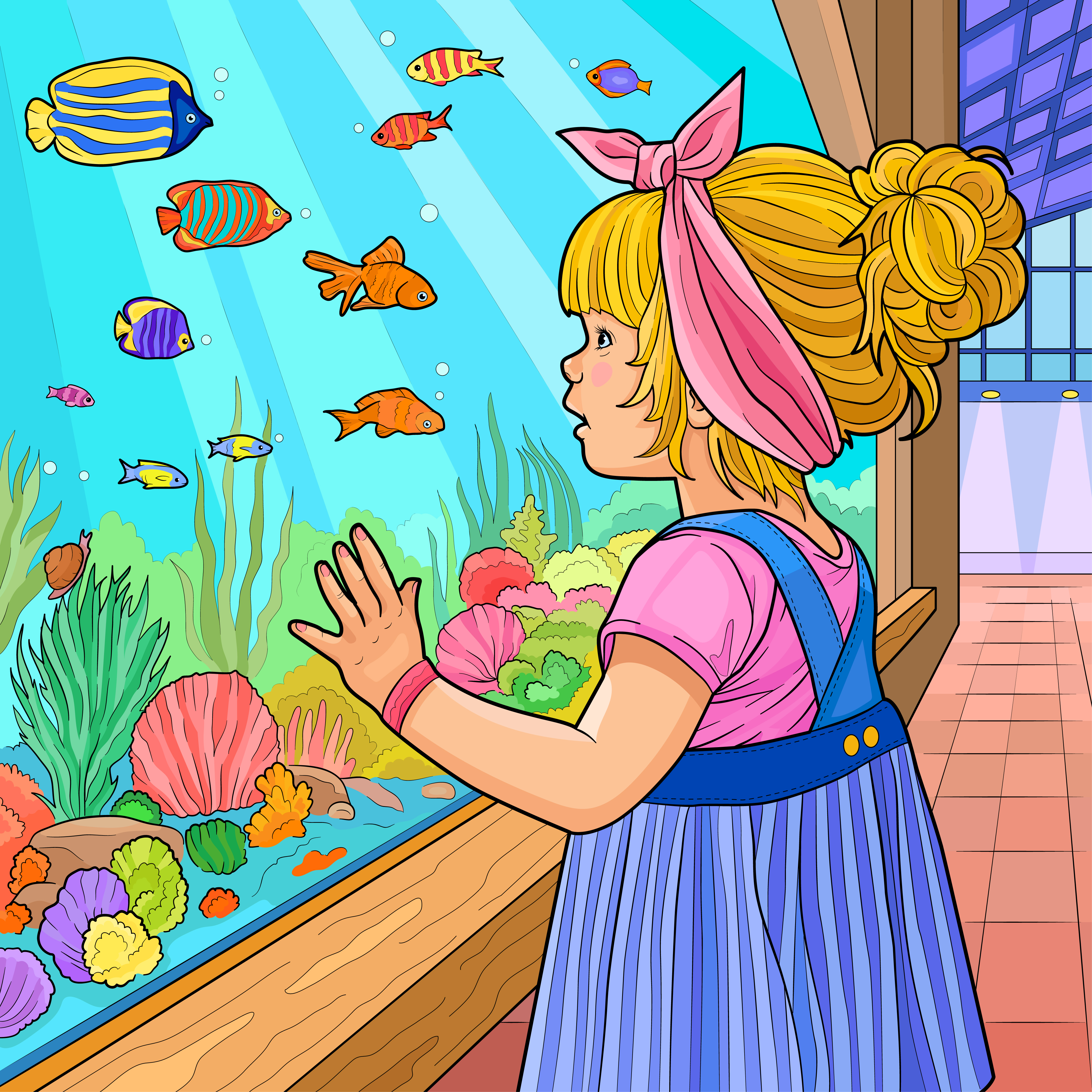Halauniova sviatlana girl and aquarium 01