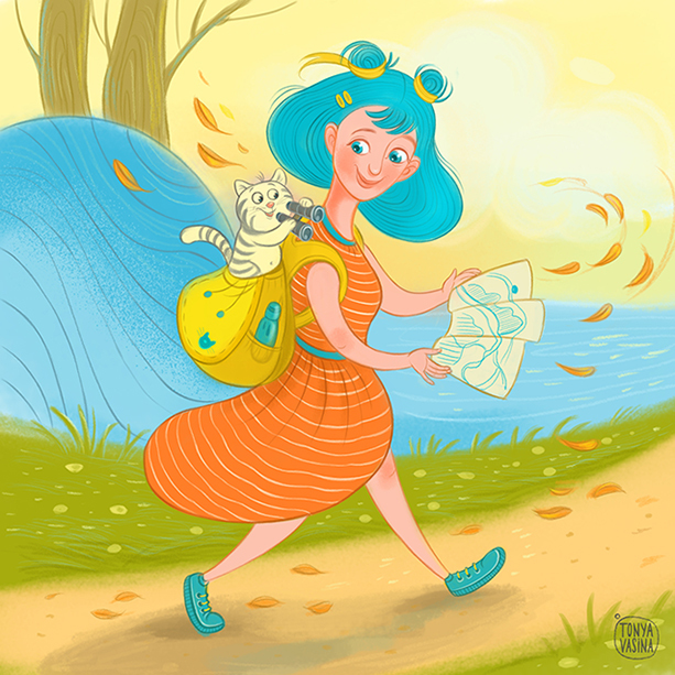Girl with cat
