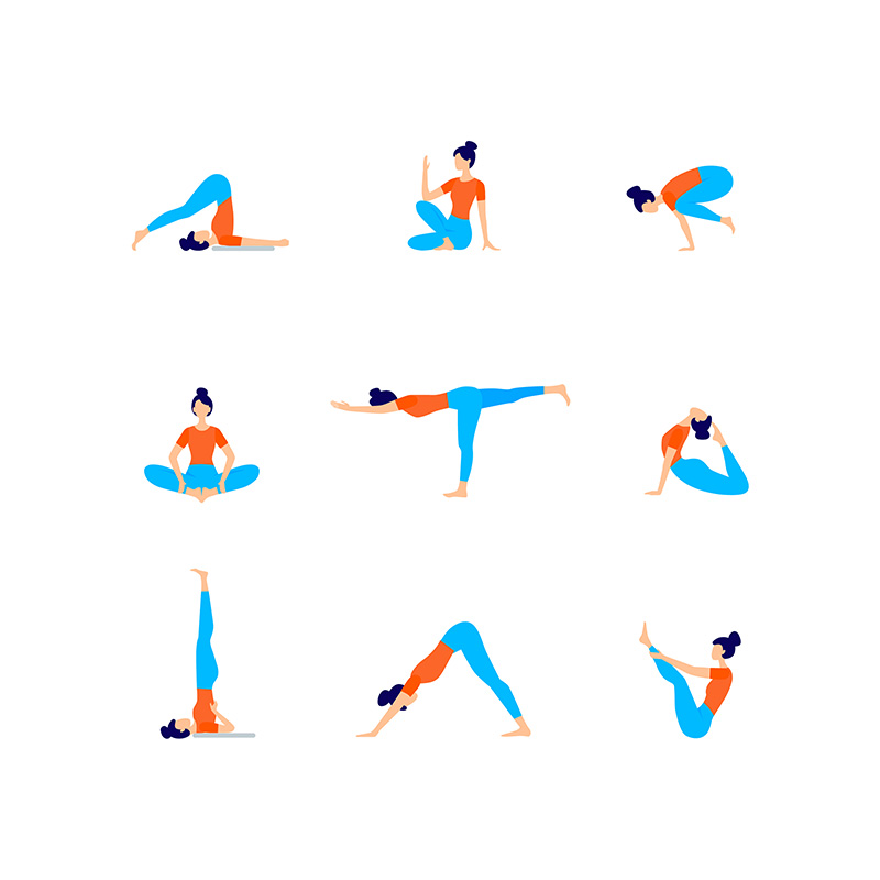 9 yoga poses and  asanas