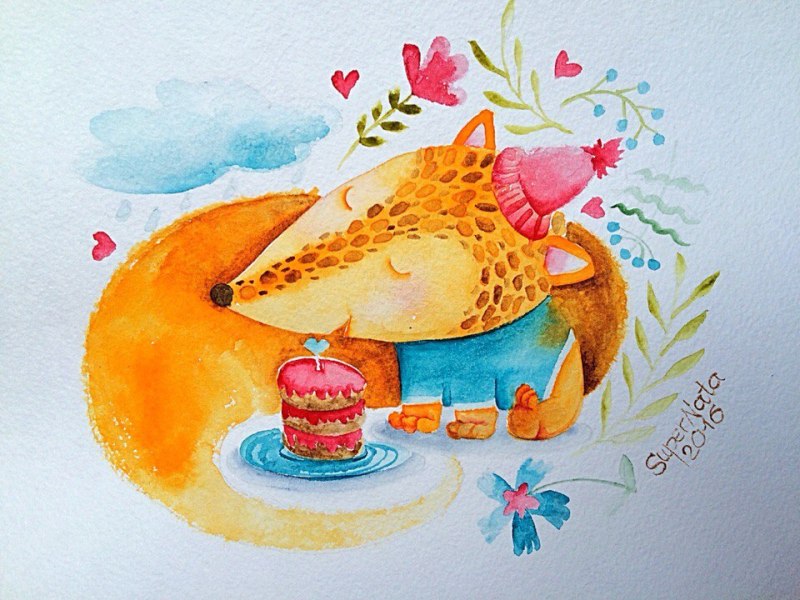 1fox watercolor