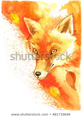 Watercolor autumn forest red fox 450w 481716649