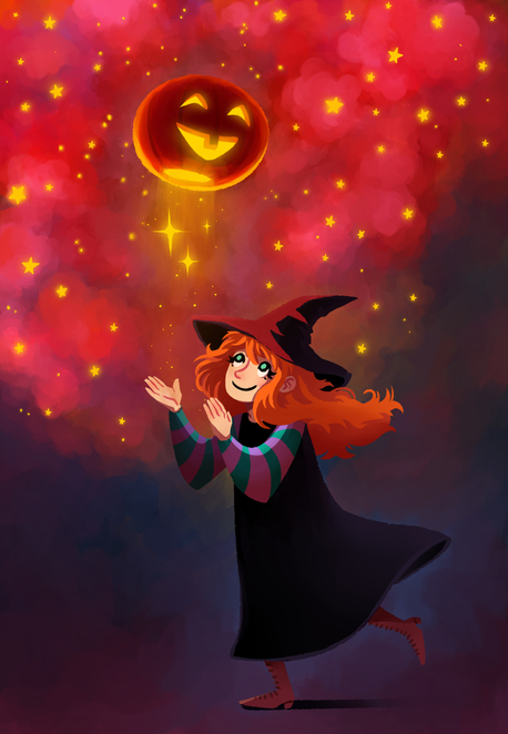 Main halloween witch illustration