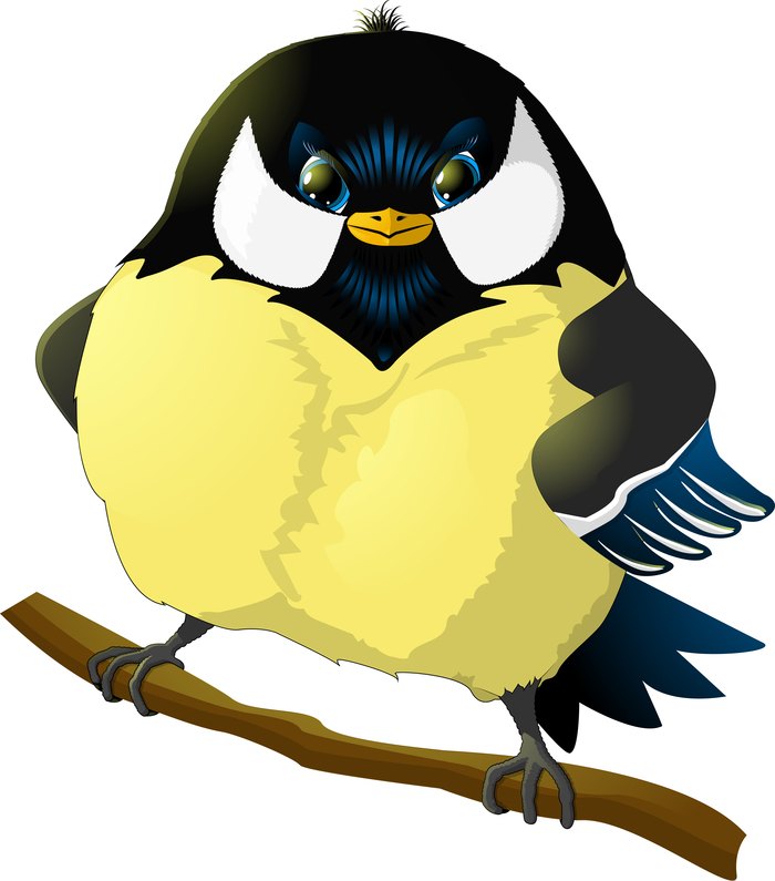 Иллюстрация Птичка-Синичка в стиле 2d