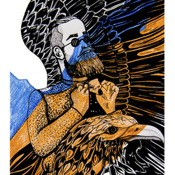 Art Print Hipster Eagle Black