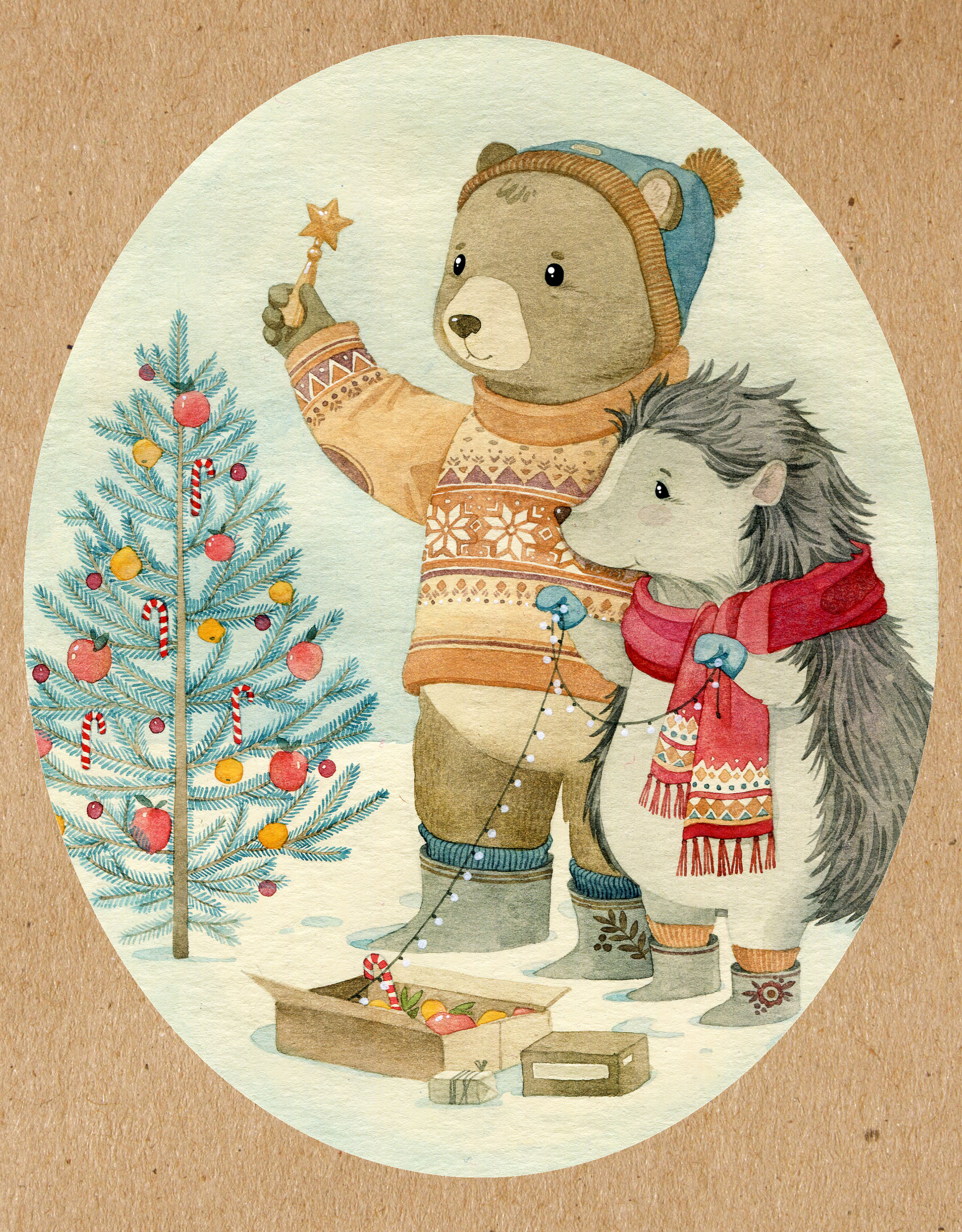 Новогодние открытки с медвежатами
