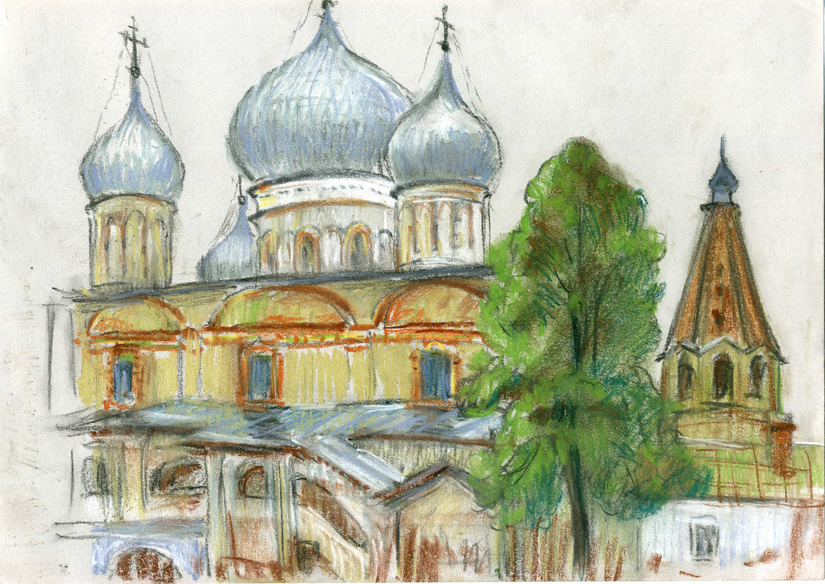 Иллюстрация Великий Новгород. Знамеский собор. в стиле