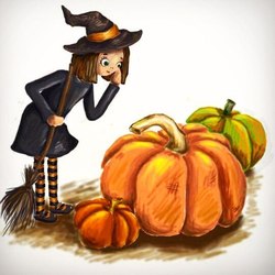 witch and pumpkin