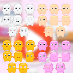 The characters for the game Marshmallow
