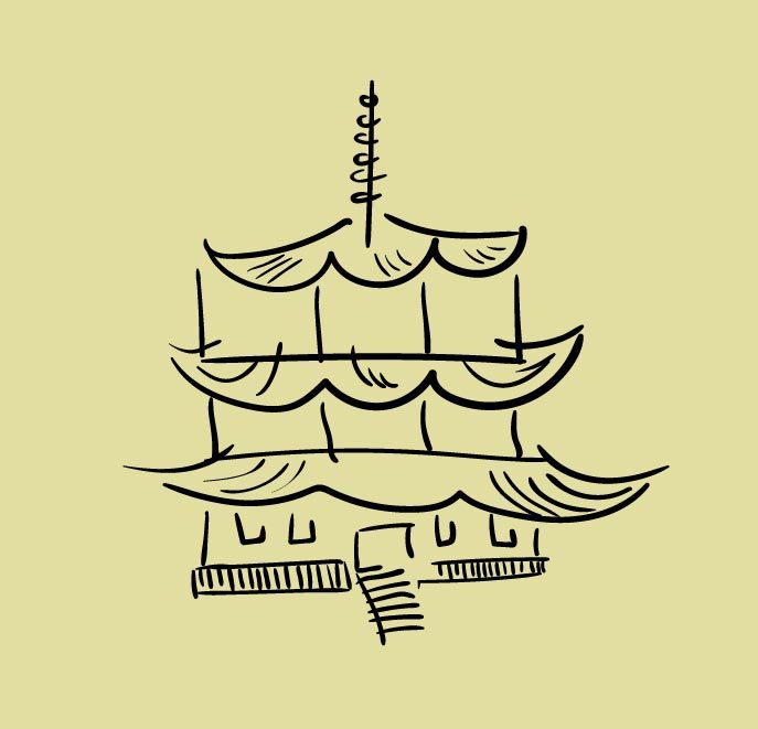 Иллюстрация Пагода в стиле 2d, графика, декоративный