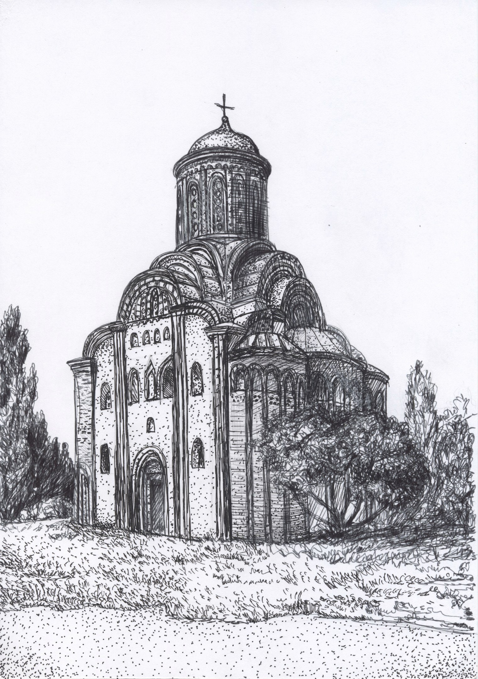 Георгиевский собор рисунок