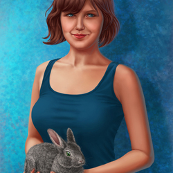 Портрет девушки с кроликом