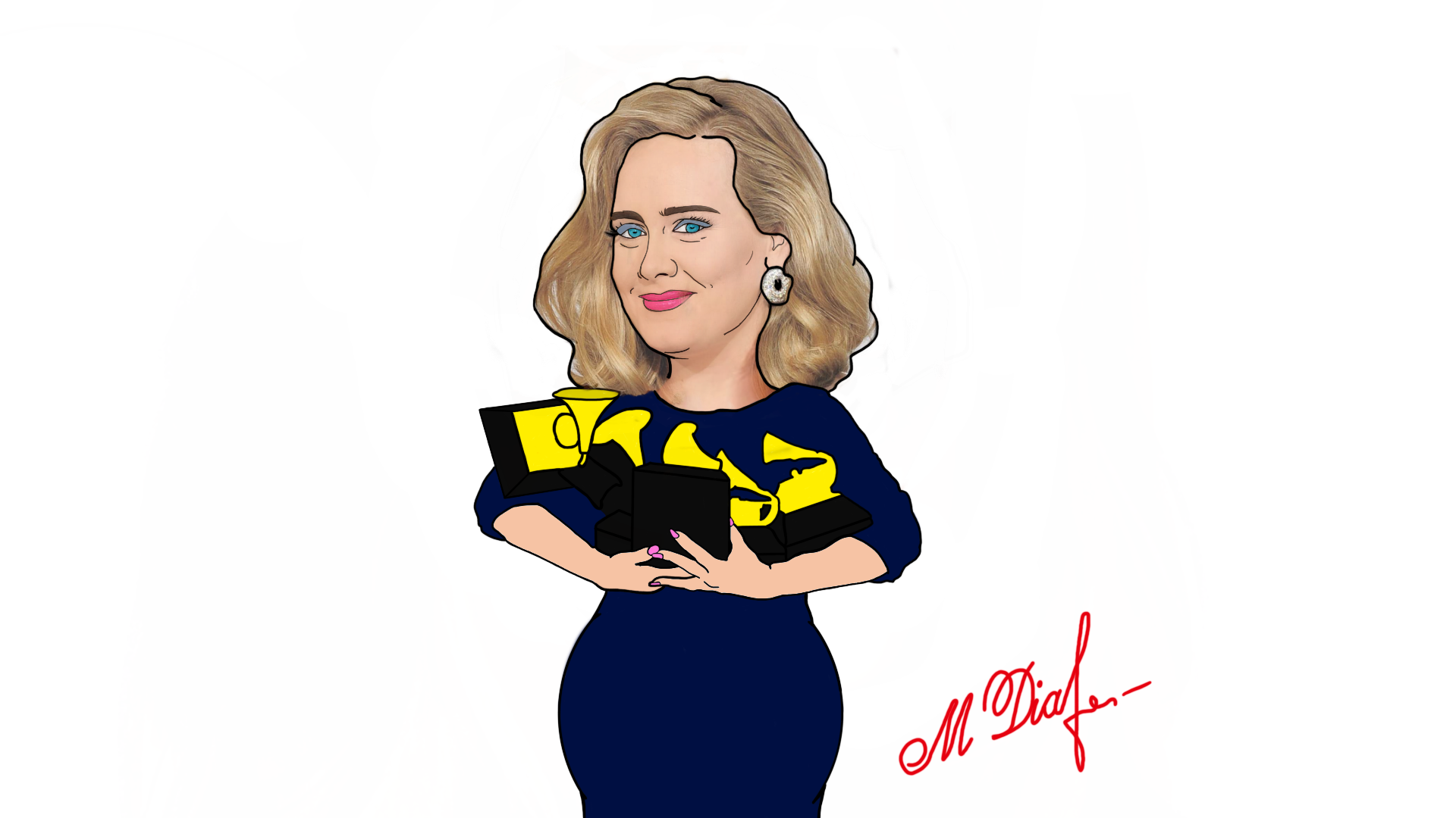 Иллюстрация Адель в стиле графика, другое, карикатура