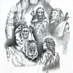 Серия иллюстраций для книги "Паучий замок" глава "В пещере у вождя"