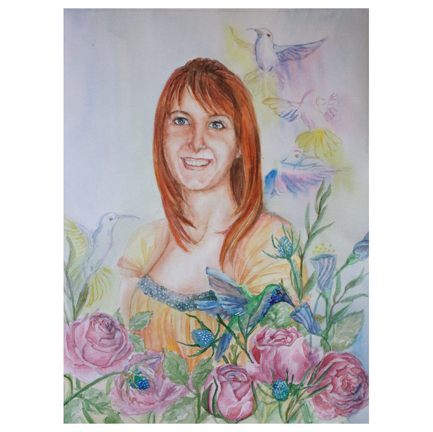 Иллюстрация колибри в стиле декоративный, живопись, книжная графика