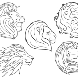 Львы символизирующие огонь, воду, воздух, землю и время.